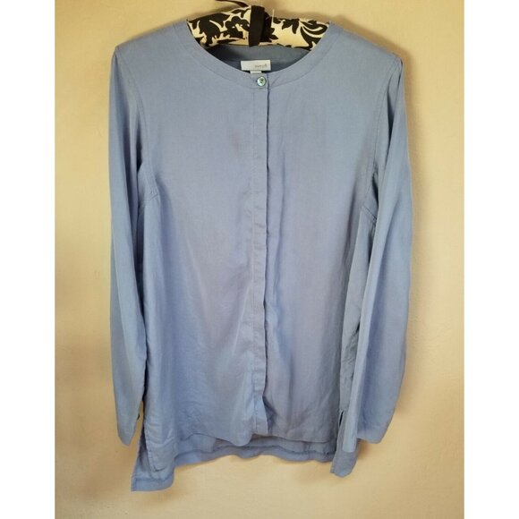 J.Jill Purejill Womens Blue Round Neck Long Sleeve Top Pullover Side Slit Small - Picture 1 of 6